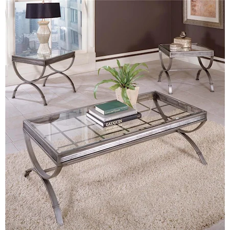 Metal & Glass Top 3 Pack Occasional Table
