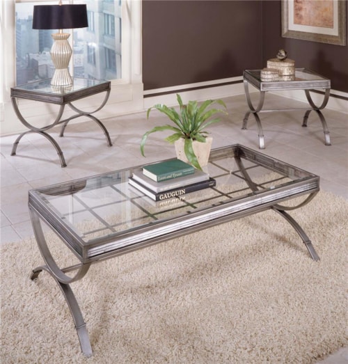 Metal & Glass Top 3 Pack Occasional Table