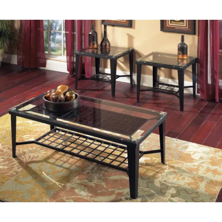 3-Pack Casual Glass Top Occasional Table Set