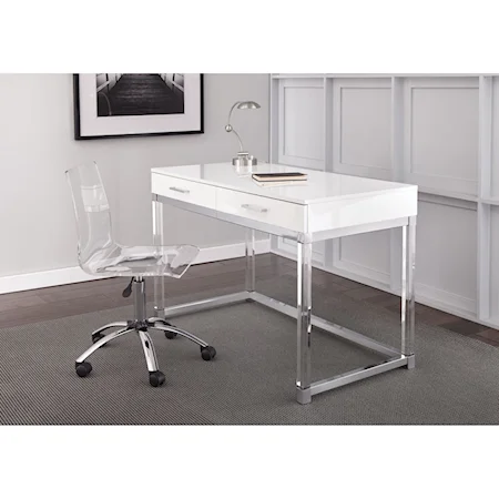 Chrome and Acrylic Desk and Chair Set