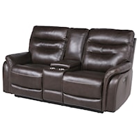 Contemporary Power Reclining Loveseat with Console and Power Headrest