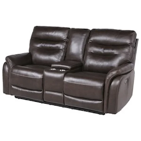 Contemporary Power Reclining Loveseat with Console and Power Headrest