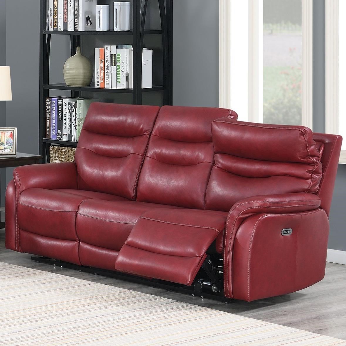 Red power top reclining sofa
