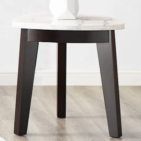 Contemporary Triangle End Table with Marble Top