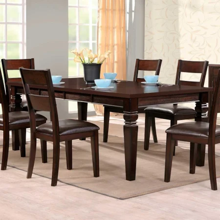 Adjustable Height Rectangular Dining Table with Tapered Legs
