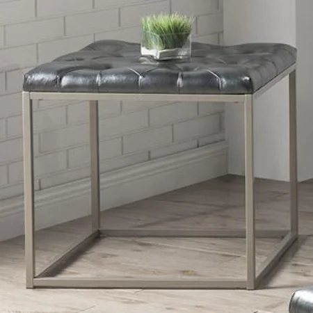 Tufted Faux Leather Upholstered End Table