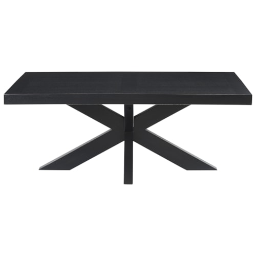 Transitional Cocktail Table with Timber-Beam Pedestal Base