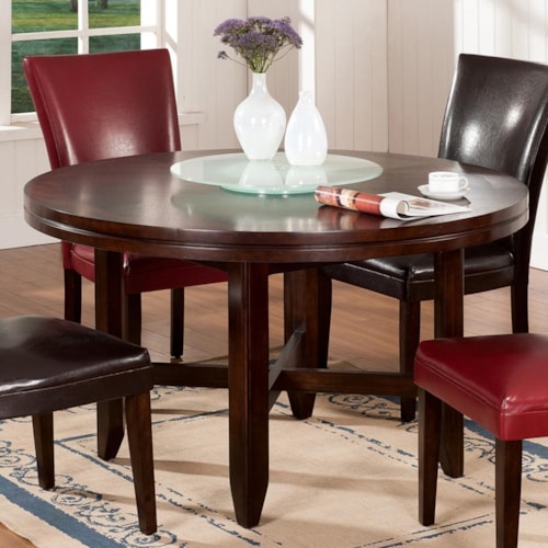 52" Round Contemporary Dining Table with Lazy Susan