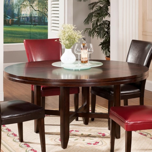 62" Round Contemporary Dining Table with Lazy Susan