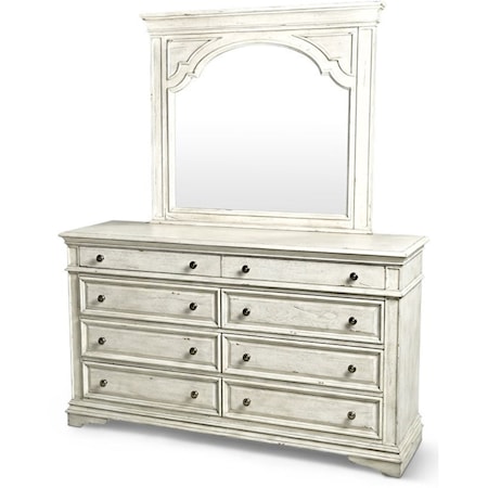 Highland Park Vintage 8-Drawer Dresser and Mirror Set