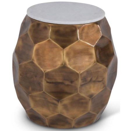 Stomp Round End Table with Marble Top