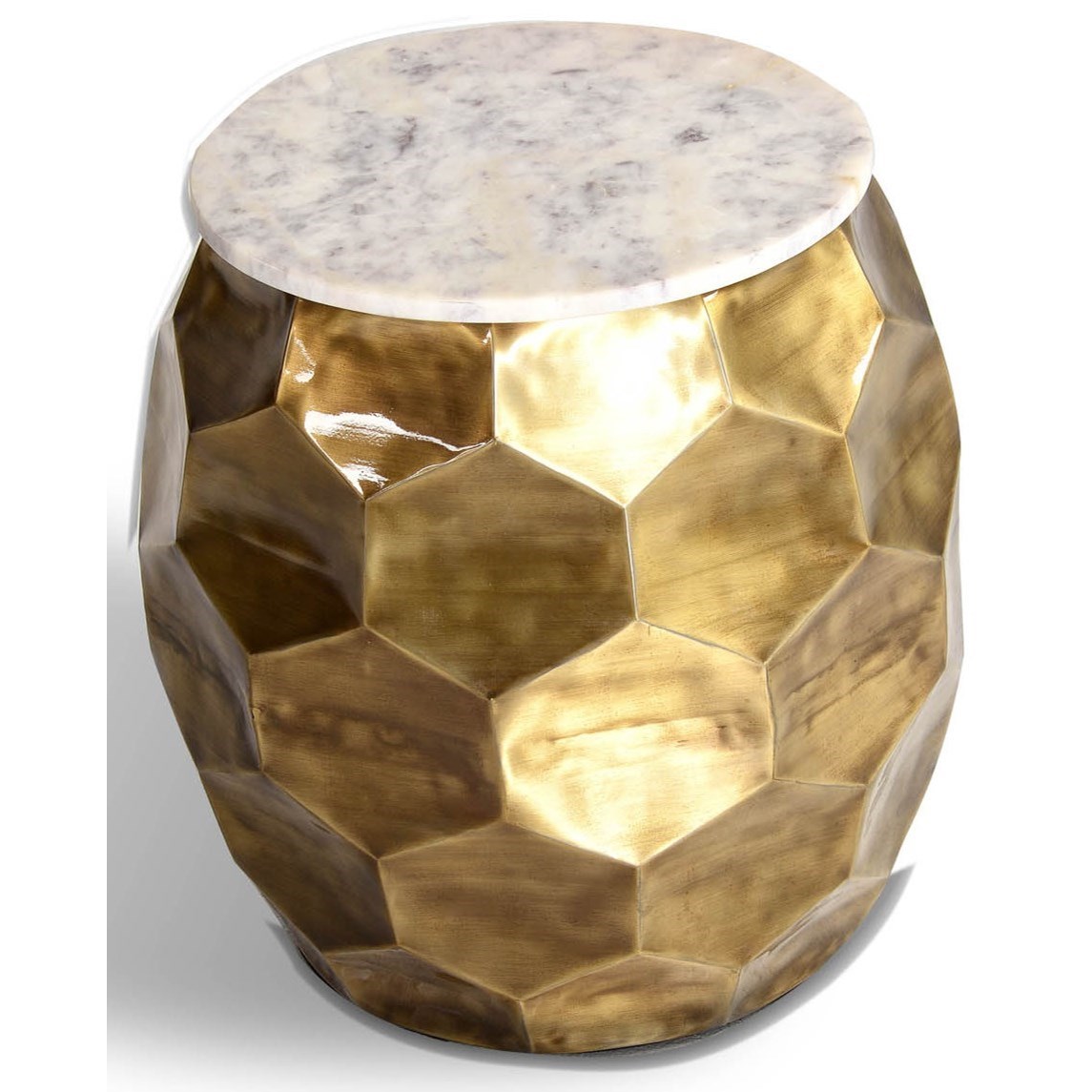 Stomp Round End Table with Marble Top