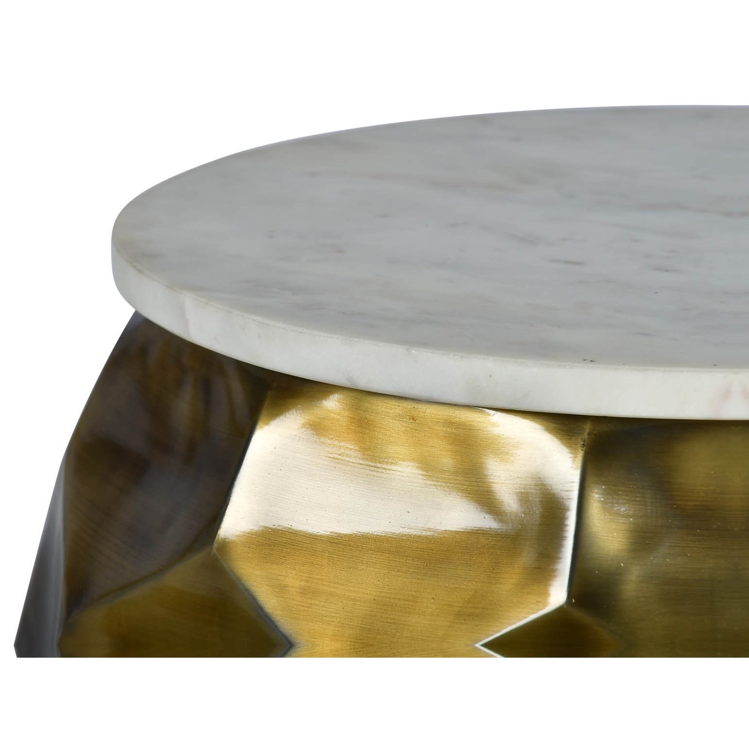Stomp Round End Table with Marble Top