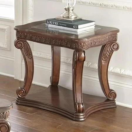 Traditional End Table with Scrolled Legs