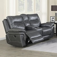 Casual Reclining Loveseat with Cupholder Storage Console