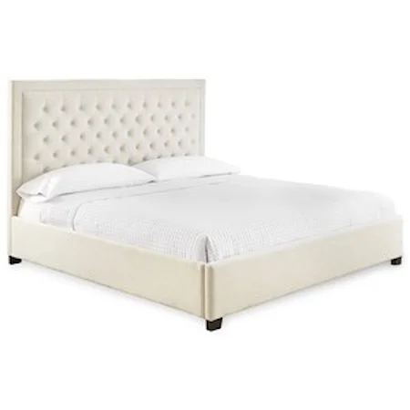 Queen Upholstered Bed with Button Tufting