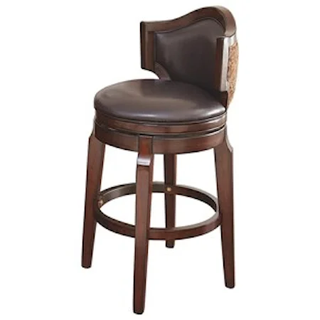 Traditional Swivel Bar Chair with Upholstered Back