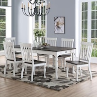 Farmhouse Table and Seven Chair Set