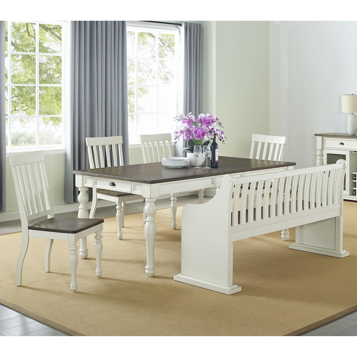 Prime Joanna Dining Set with Bench with Back