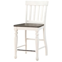 Joanna Farmhouse Counter Height Stool with Slat Backrest