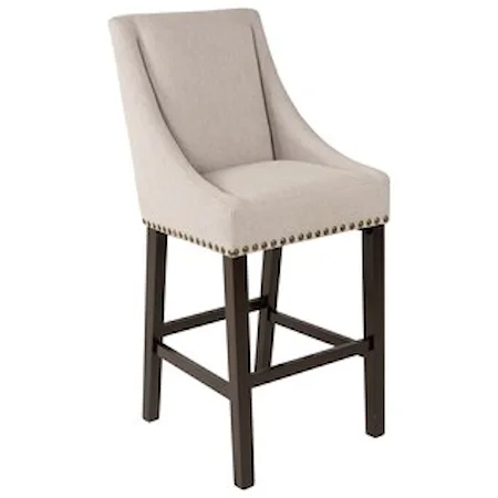 Transitional Upholstered Bar Stool with Nailheads