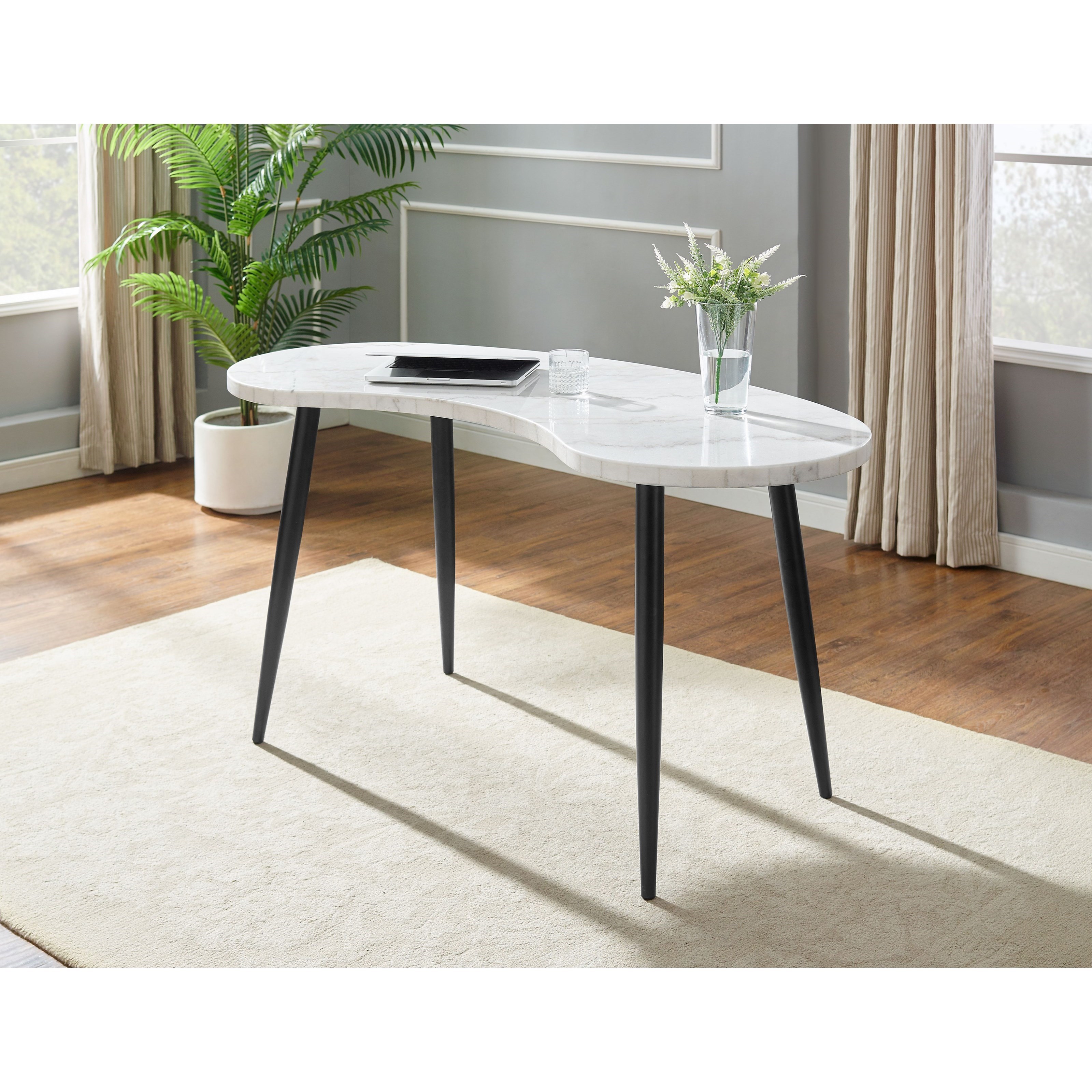 White Marble Top Kidney Desk
