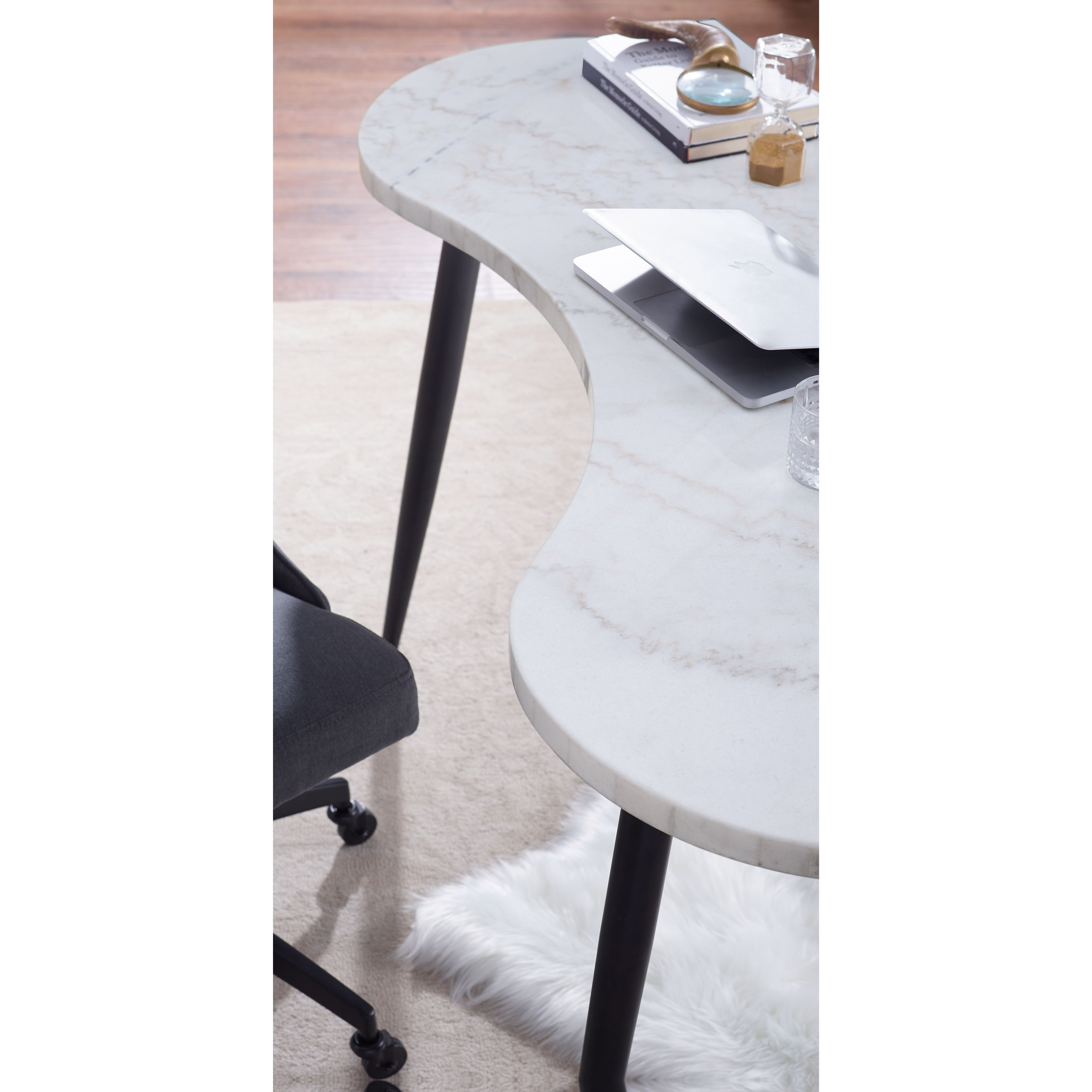 White Marble Top Kidney Desk