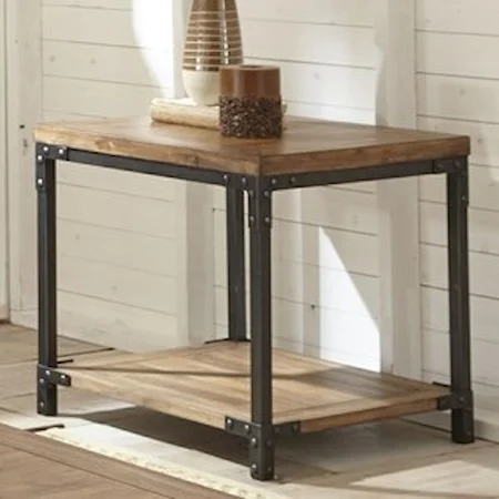 Industrial End Table with Metal Frame