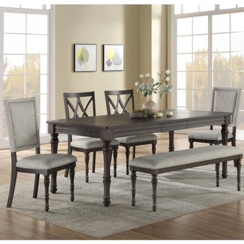 Transitional Table and Chair Set with Bench
