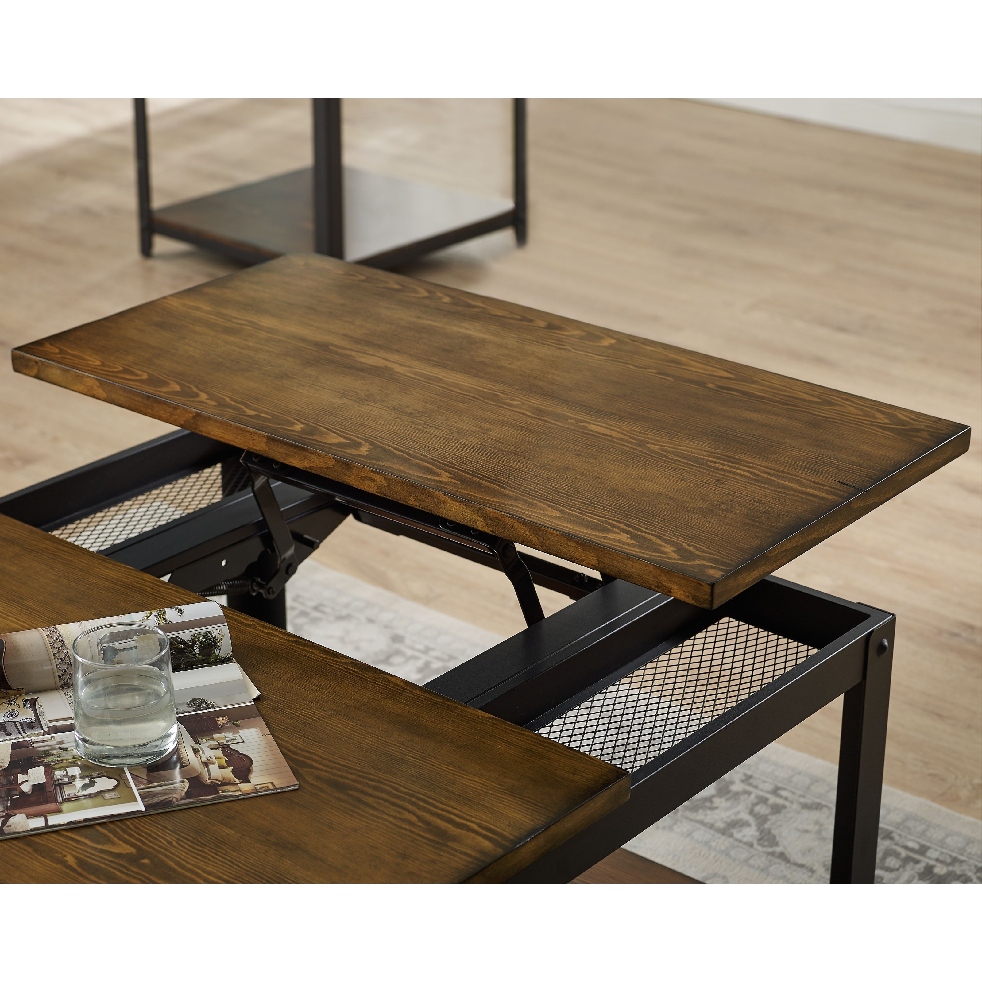 Steve Silver Logan LG200CL Casual Wood/Metal Square Lift Top Cocktail