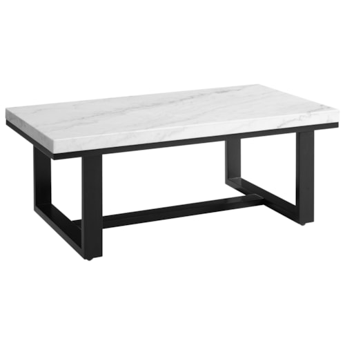 Transitional Marble Top Cocktail Table with Casters