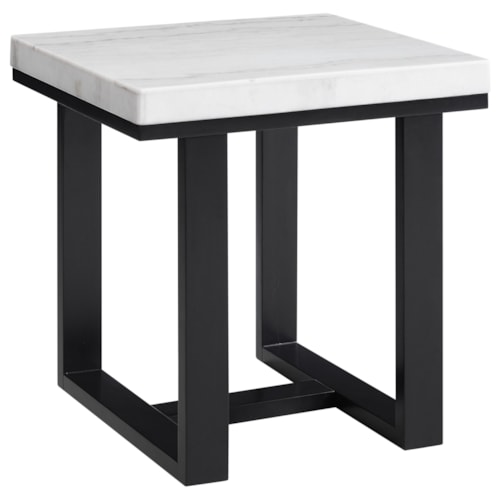 Transitional End Table with Marble Top
