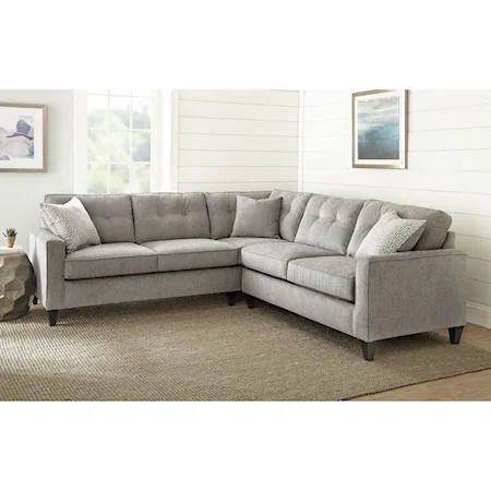 Transitional 2 Piece Sectional with 3 Accent Pillows