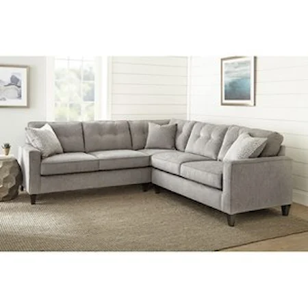 Transitional 2 Piece Sectional with 3 Accent Pillows