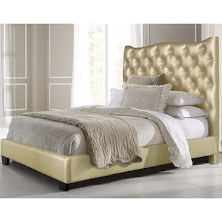 Glam Faux Leather Tufted Queen Bed