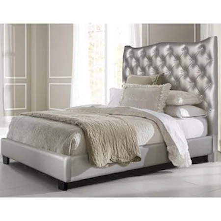 Glam Faux Leather Tufted Queen Bed