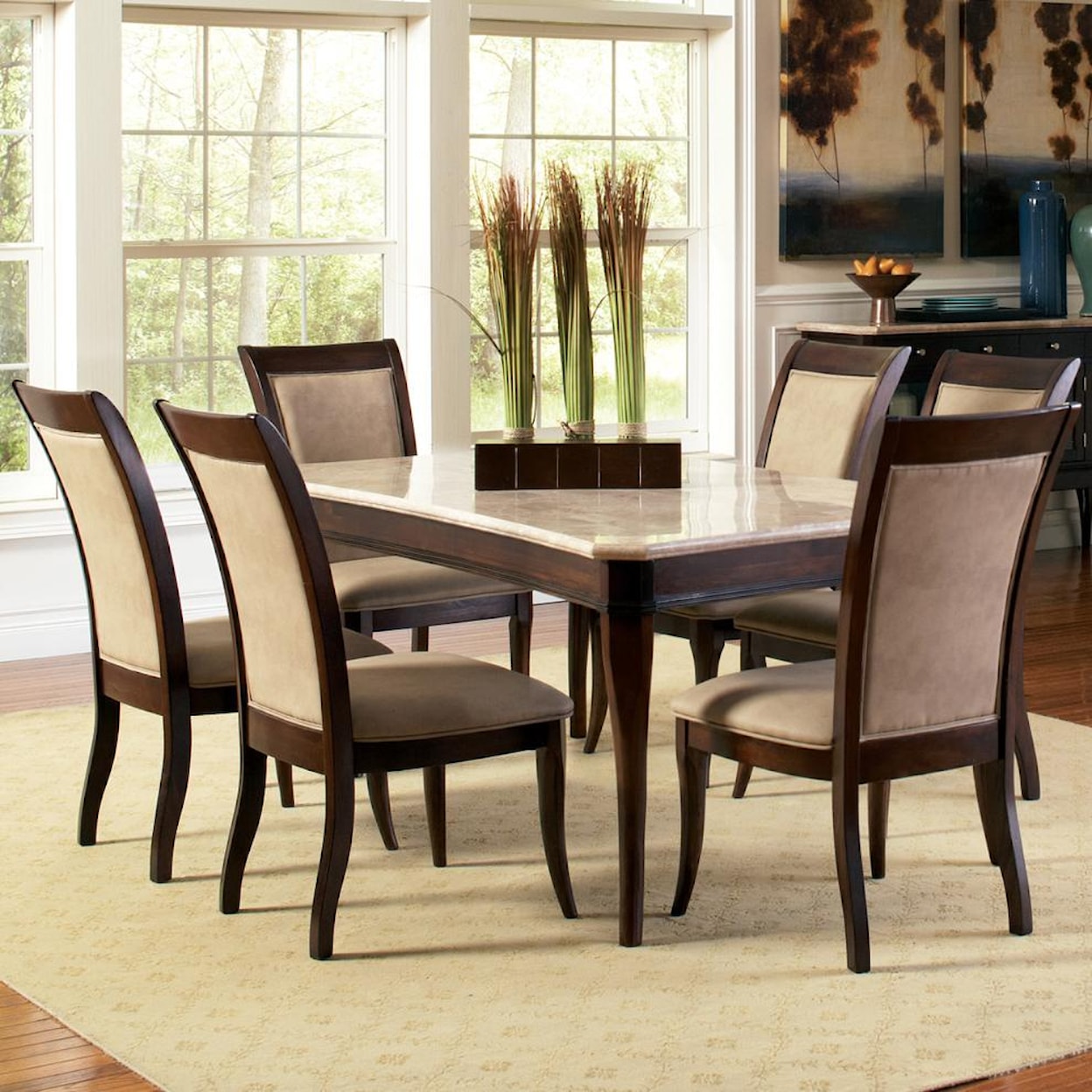 Prime Marseille 7-Piece Marble Top Dining Set