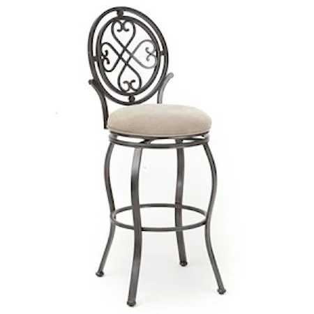 Traditional Metal Swivel Barstool with Upholstered Seat