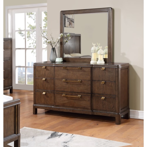 Transitional Dresser and Mirror Set