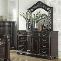 Steve Silver Monte Carlo RE163SS-110x1+RE163SS-121x1 Traditional 9 Drawer Dresser and Arched Mirror Combo | Prime Brothers Furniture | Dresser + Mirror Combo Steve Silver Monte Carlo RE163SS-110x1+RE163SS-121x1 Traditional 9 Drawer Dresser and Arched Mirror Combo | Prime Brothers Furniture | Dresser + Mirror Combo