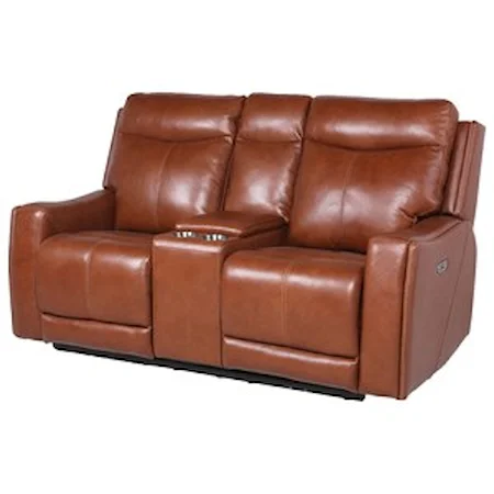 Contemporary Power Reclining Loveseat with Console and Power Headrest