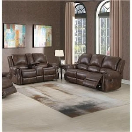 Manual Reclining Sofa and Reclining Loveseat with Center Storage Set