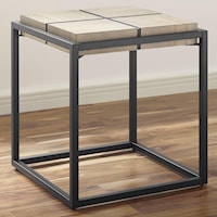 Acacia/Metal Square End Table