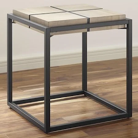 Acacia/Metal Square End Table