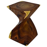 Contemporary End Table with Brown Finish