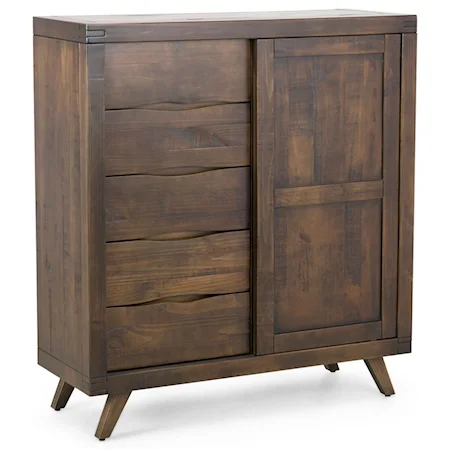 Mid-Century Modern Rustic Gentleman's Chest with 5 Drawers and 3 Shelves