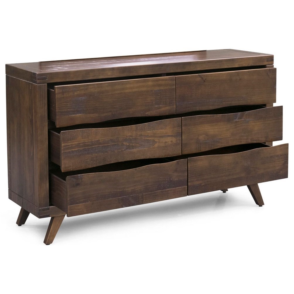 Steve Silver Pasco 1381736 MidCentury Modern Rustic Dresser with 6