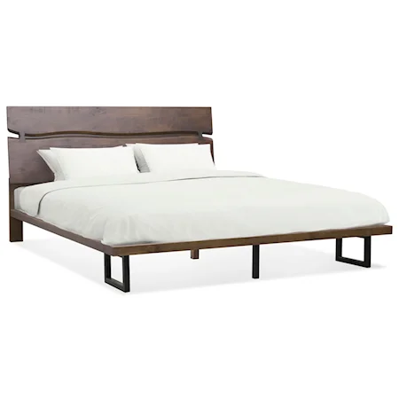 Mid-Century Modern Rustic Queen Low Profile Bed