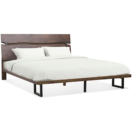 Mid-Century Modern Rustic King Low Profile Bed