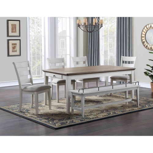 Modern Farmhouse 6-Piece Formal Dining Set with Bench